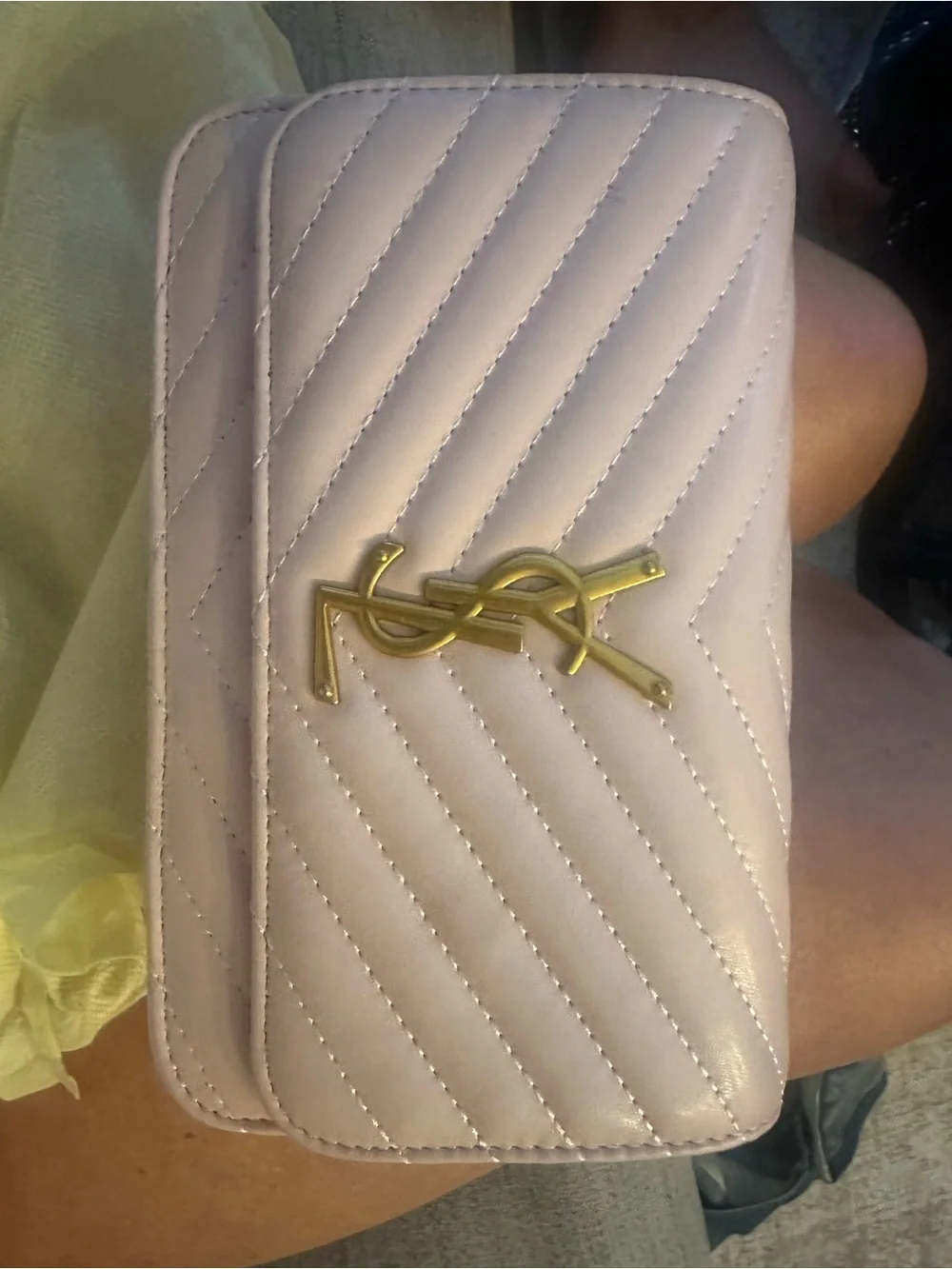 Source Unknown Blush Pink Quilted Leather Chain Crossbody with Gold Hardware